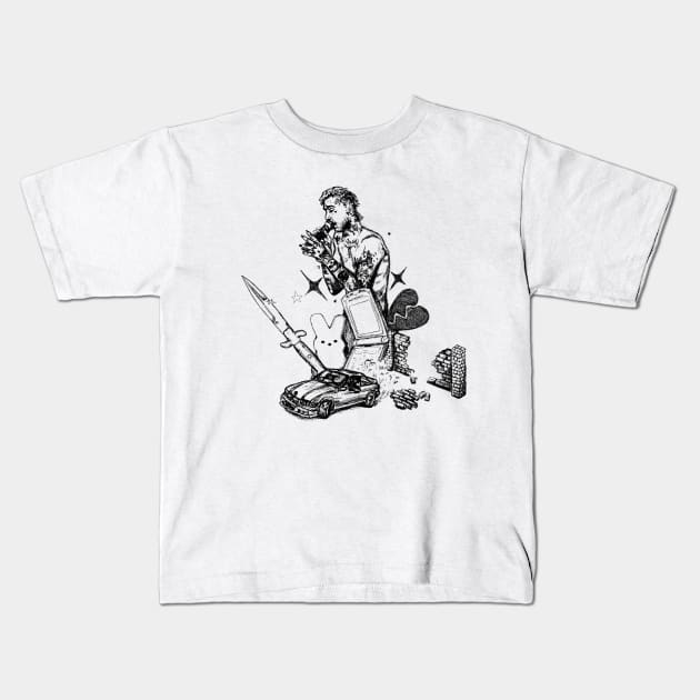 Lil Peep Sketch Collage Kids T-Shirt by thatyoungYorkie